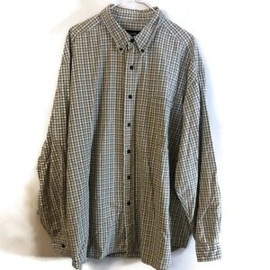 Eddie Bauer Mens Shirt Long Sleeve Button Front  Tan Plaid Size 2XL XXL